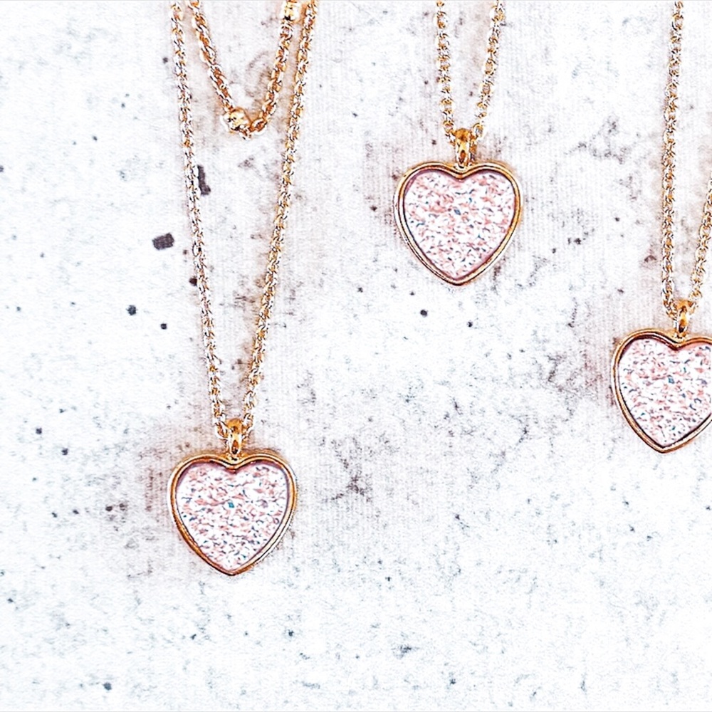 Rose Gold Heart Pendant Layered Dainty Necklace